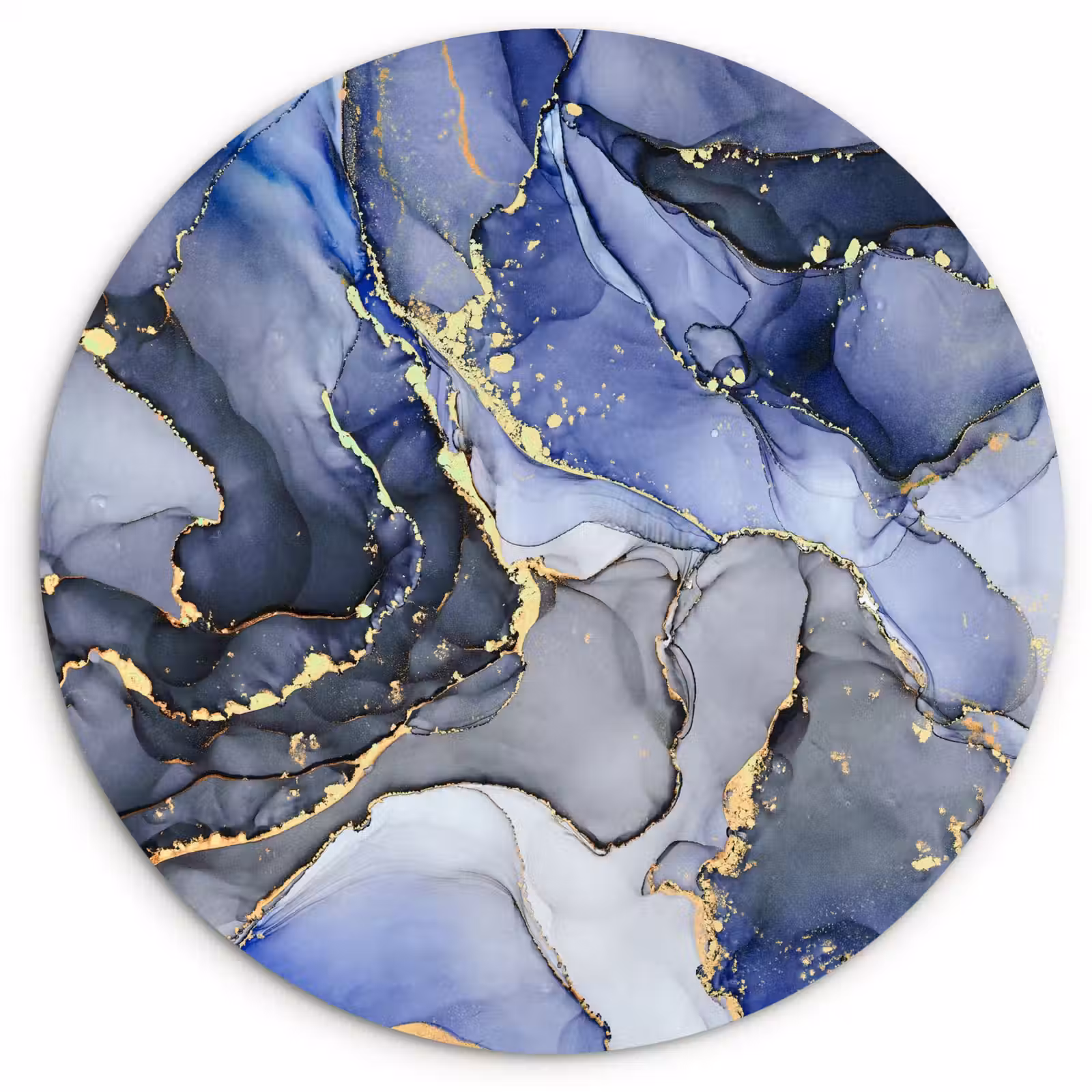 Muurcirkel - Marmer - Goud - Abstract - Blauw — 1