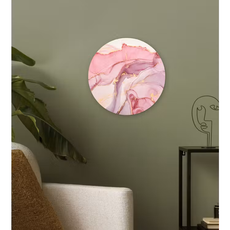 Muurcirkel - Goud - Marmer - Roze — 3