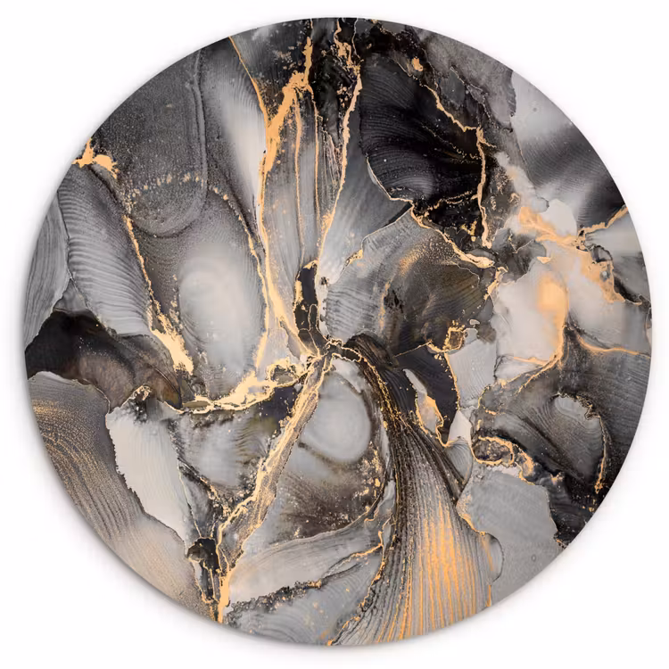 Muurcirkel - Grijs - Luxe - Goud - Marmer — 1