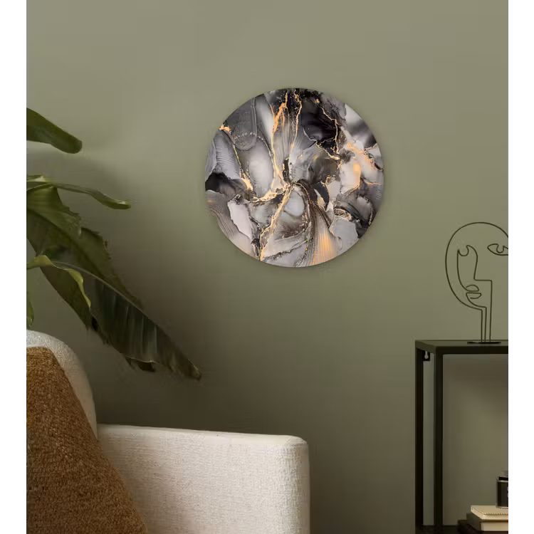 Muurcirkel - Grijs - Luxe - Goud - Marmer — 3