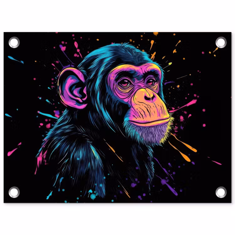 Tuinposter - Aap - Verf - Neon - Kleur — 1