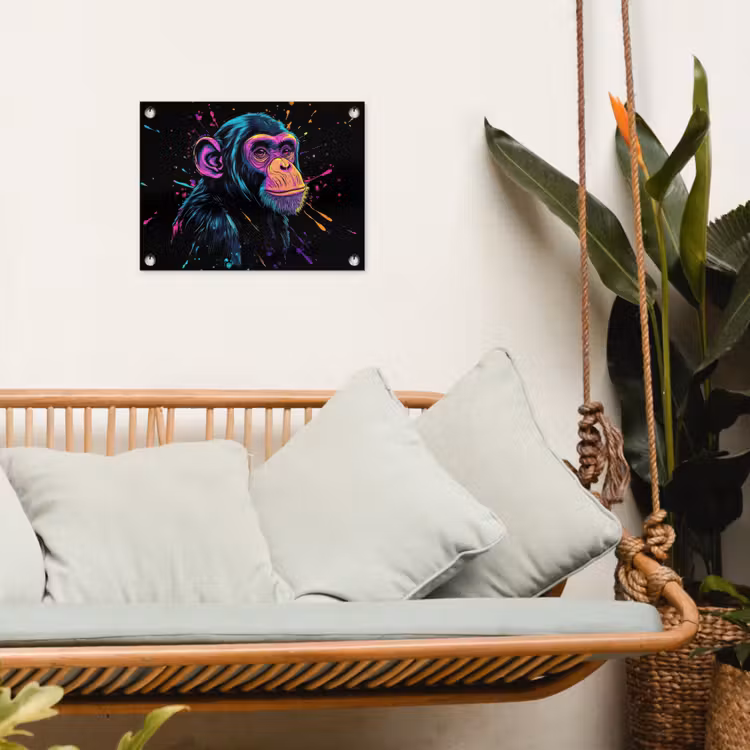 Tuinposter - Aap - Verf - Neon - Kleur — 5