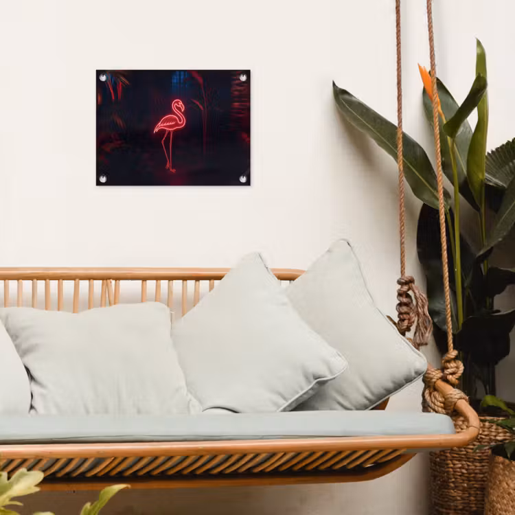 Tuinposter - Flamingo - Roze - Neon - Licht — 5