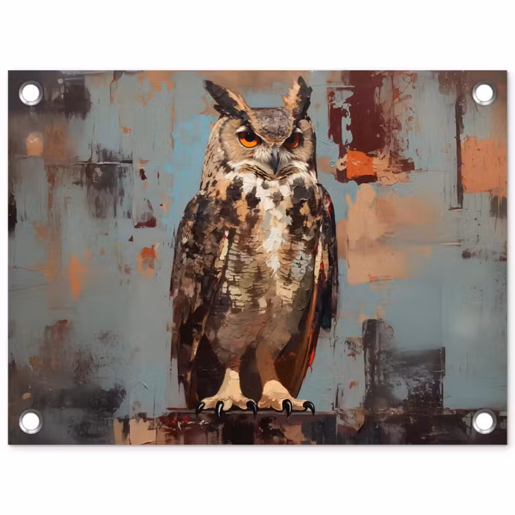 Tuinposter - Geschilderd - Abstract - Uil - Bruin — 1