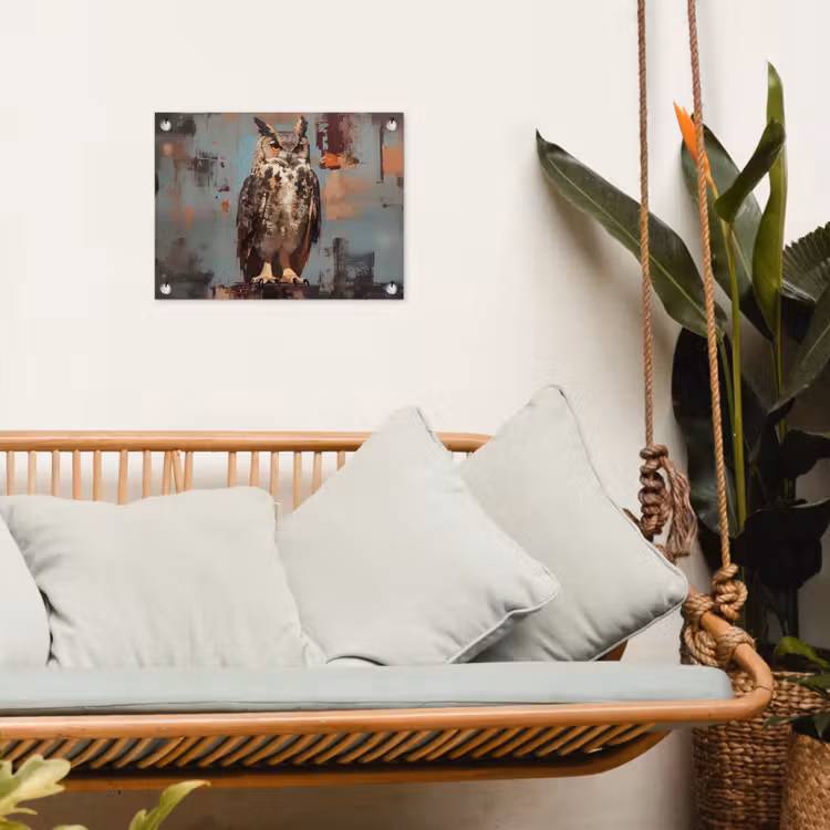 Tuinposter - Geschilderd - Abstract - Uil - Bruin — 5