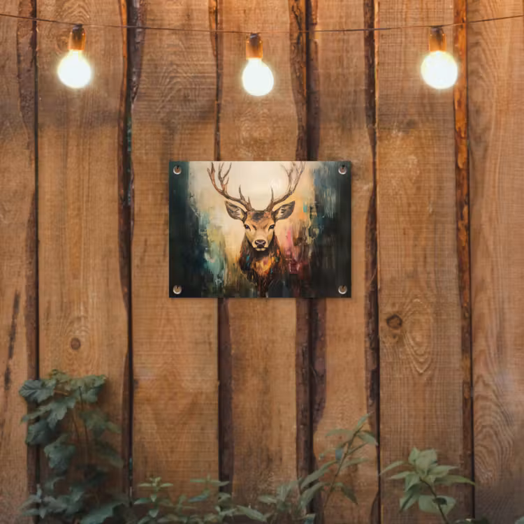 Tuinposter - Hert - Geverfd - Gewei - Bruin — 2