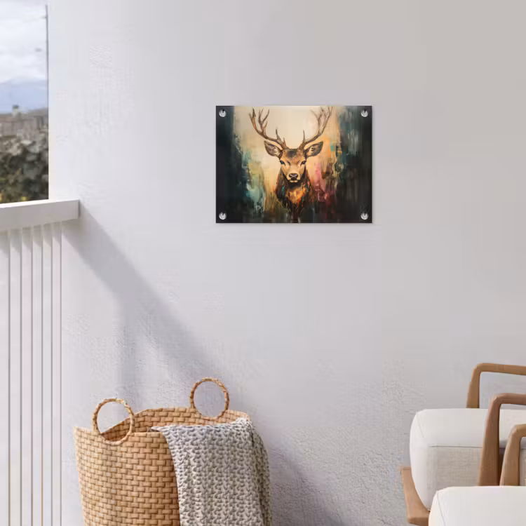 Tuinposter - Hert - Geverfd - Gewei - Bruin — 3