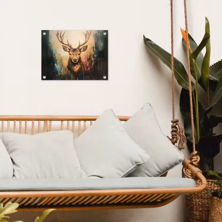 Tuinposter - Hert - Geverfd - Gewei - Bruin — 5