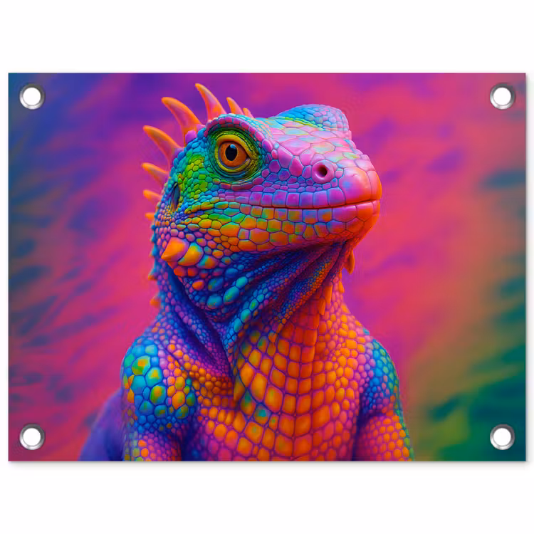 Tuinposter - Kameleon - Dieren - Neon - Kleur — 1