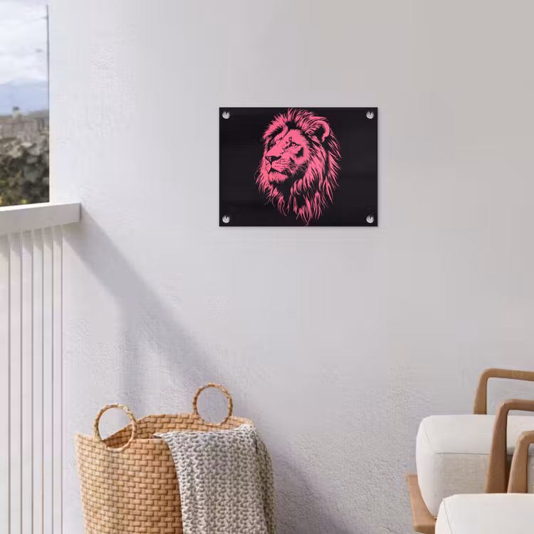Tuinposter - Leeuw - Zwart - Roze - Neon — 3