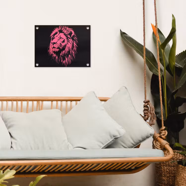 Tuinposter - Leeuw - Zwart - Roze - Neon — 5