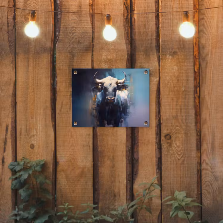 Tuinposter - Stier - Zwart - Abstract - Horens — 2