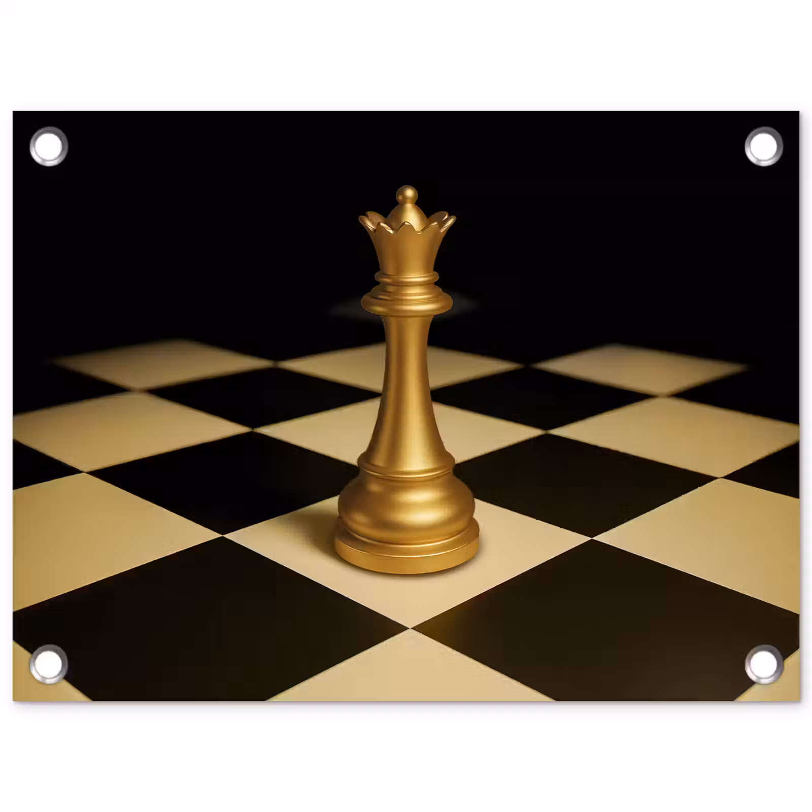 Tuinposter - Koningin - Schaakstuk - Geblokt - Goud — 1
