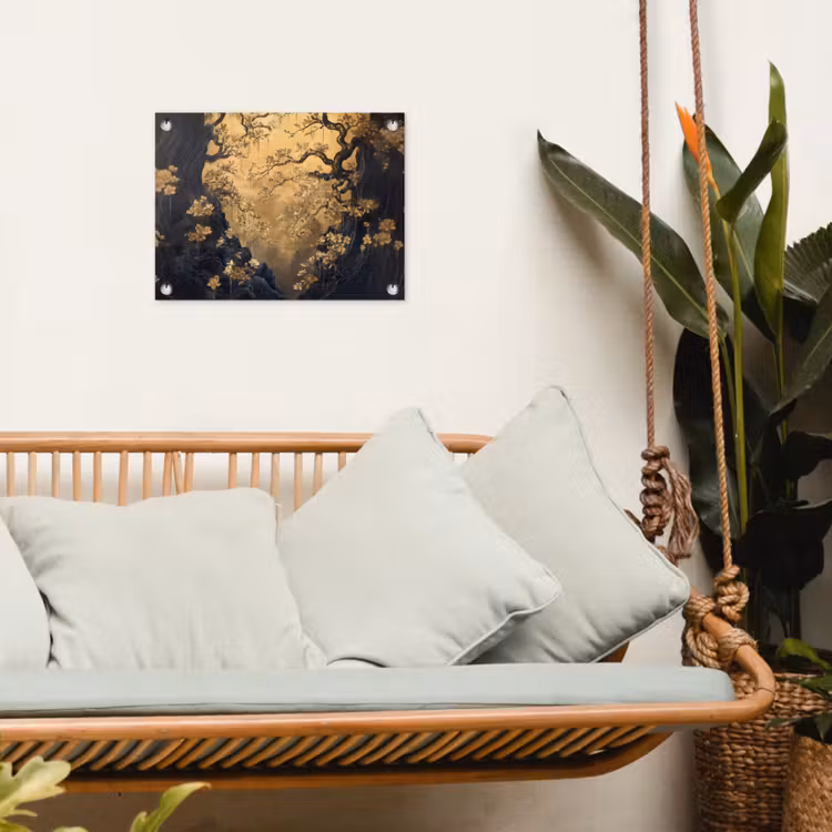 Tuinposter - Bloemen - Takken - Goud - Sierlijk — 5