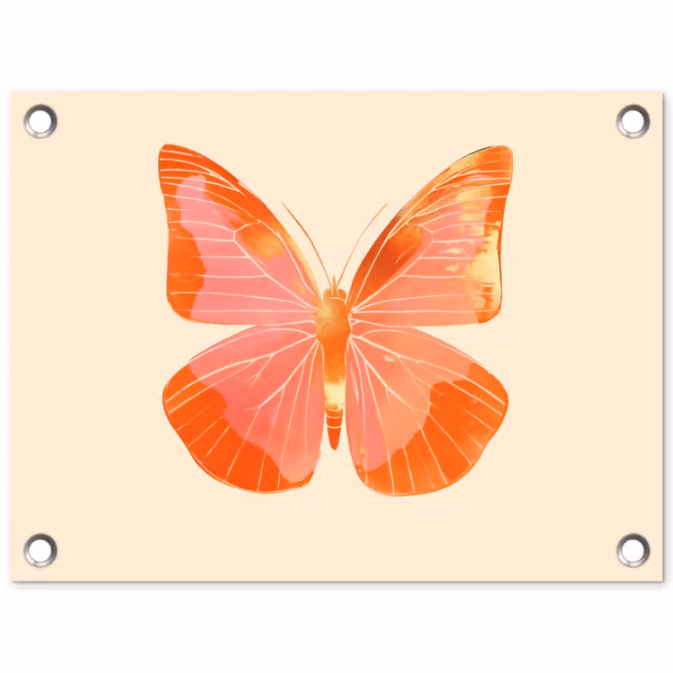 Tuinposter - Vlinder - Minimalistisch - Roze — 1