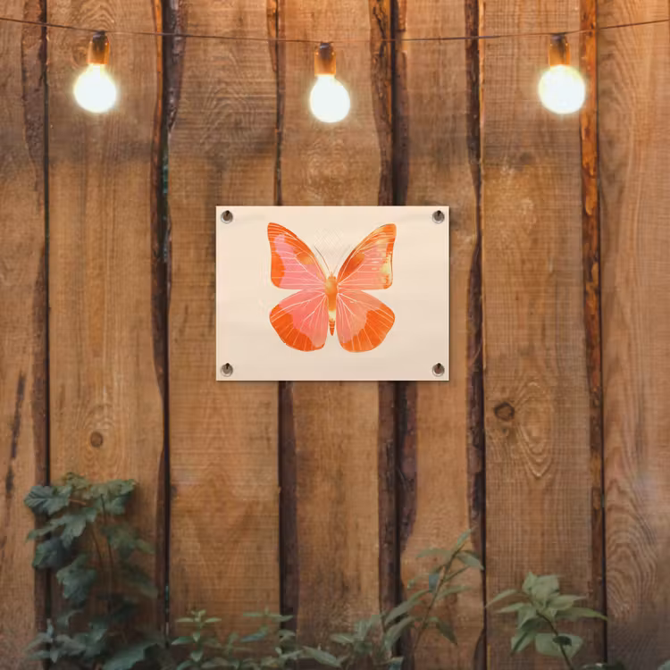 Tuinposter - Vlinder - Minimalistisch - Roze — 2