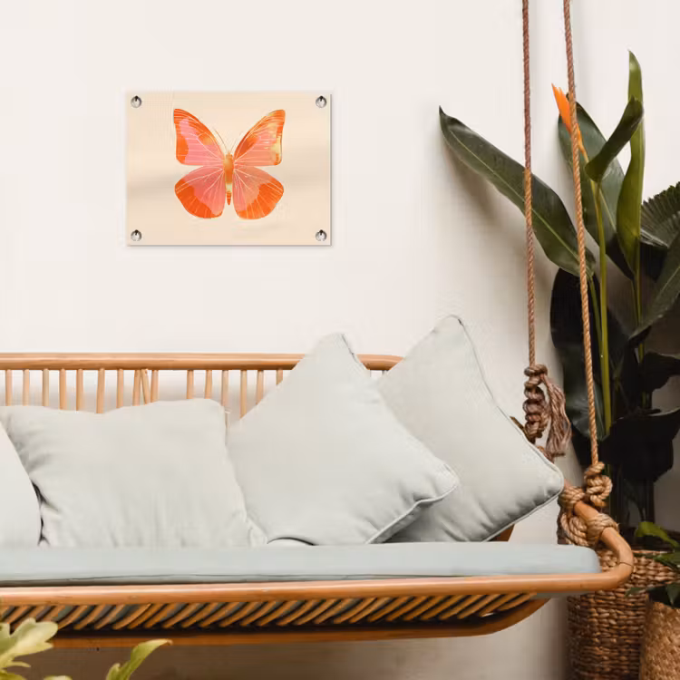 Tuinposter - Vlinder - Minimalistisch - Roze — 5