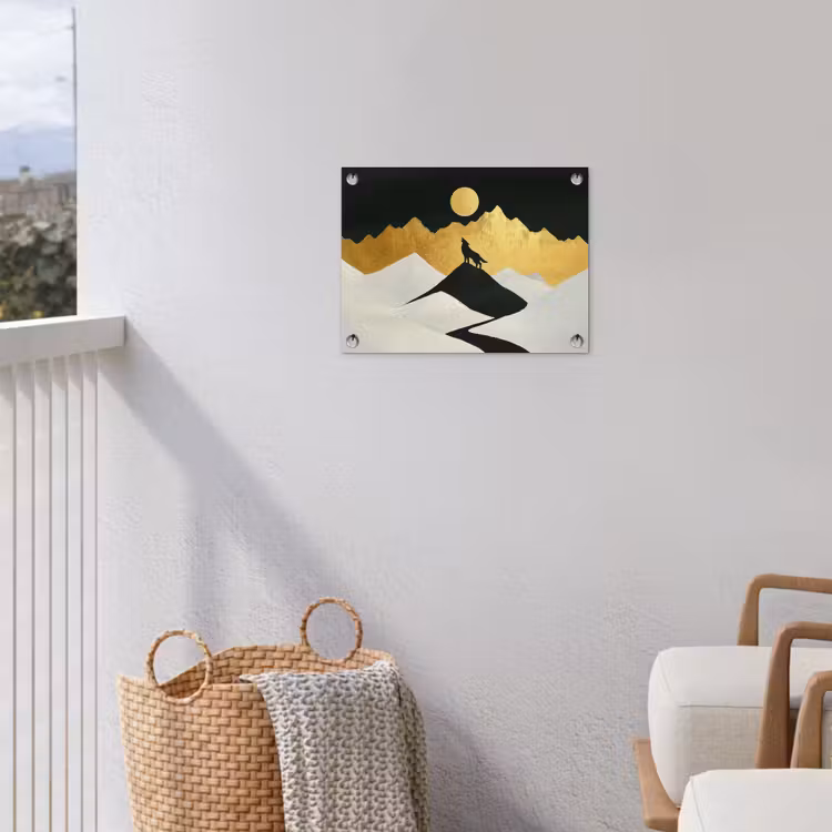 Tuinposter - Wolf - Bergen - Maan - Zwart — 3