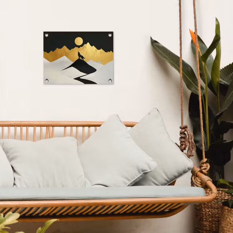 Tuinposter - Wolf - Bergen - Maan - Zwart — 5