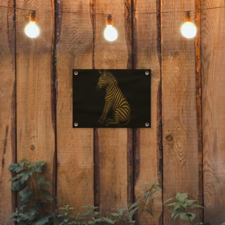 Tuinposter - Zebra - Strepen - Goud — 2