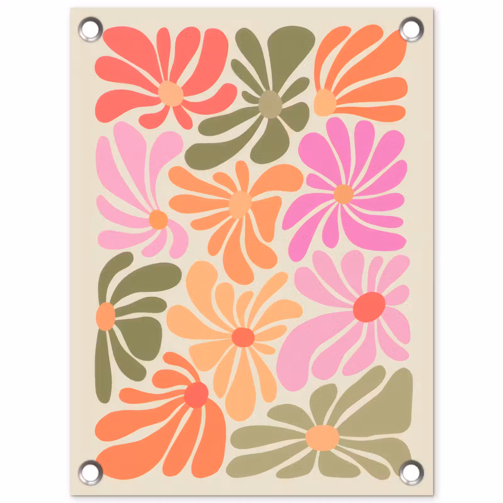 Tuinposter - Bloemvormen - Retro - Kleurrijk — 1