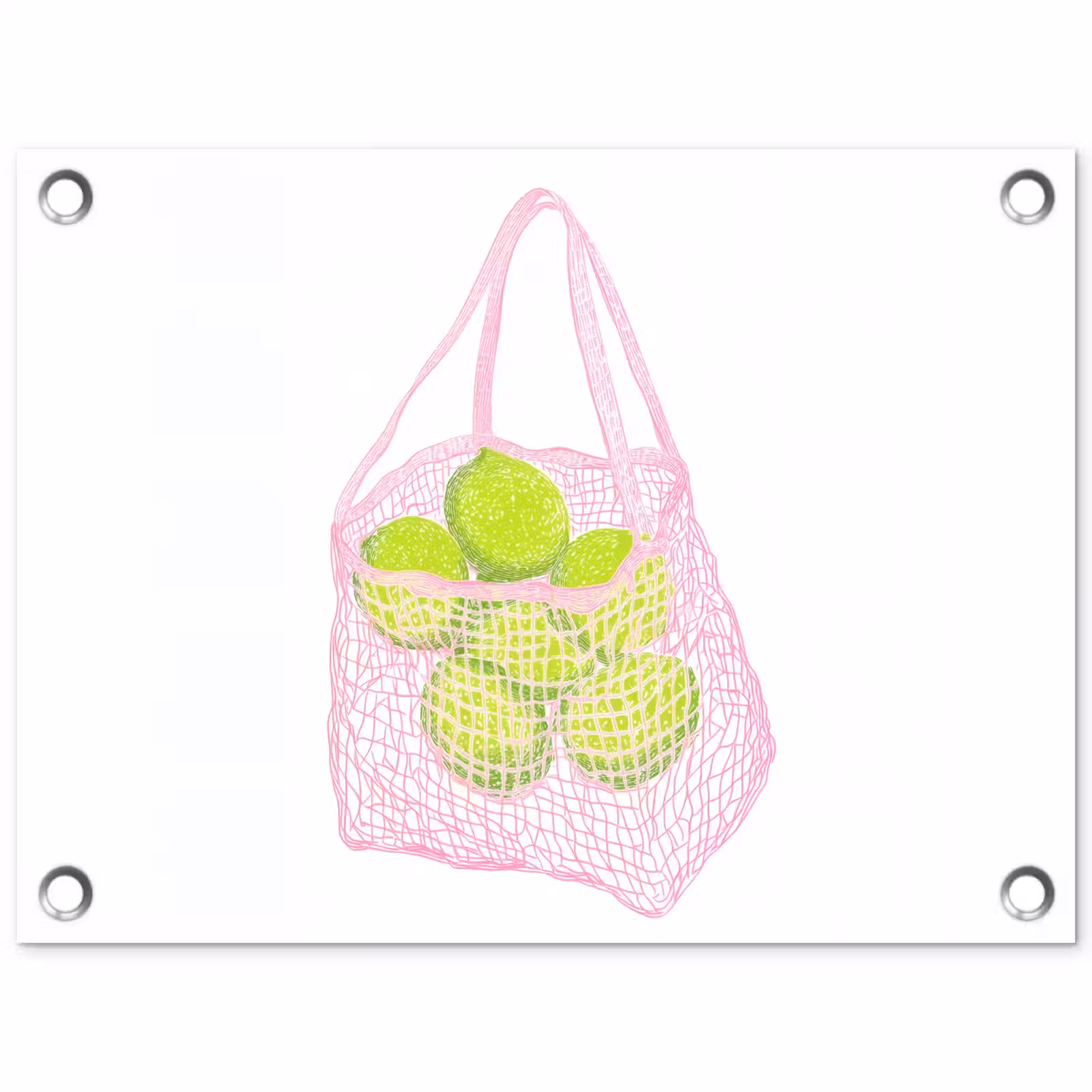 Tuinposter - Netzakje - Roze - Illustratie - Limoenen — 1