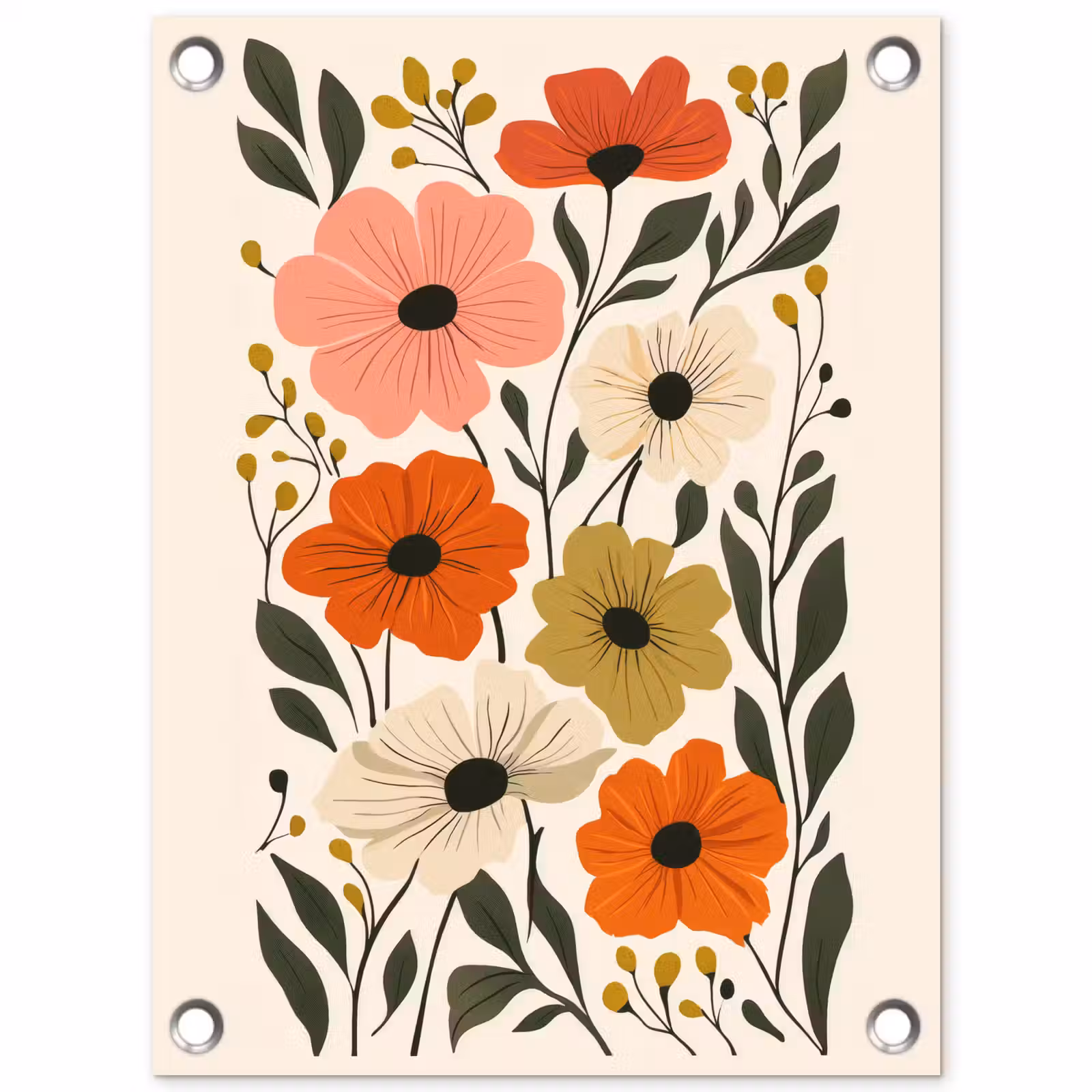 Tuinposter - Veldbloemen - Stengels - Blaadjes - Groen — 1
