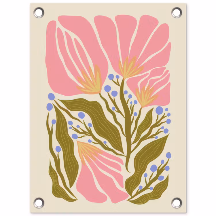 Tuinposter - Bloemen - Bladeren - Abstract - Roze — 1