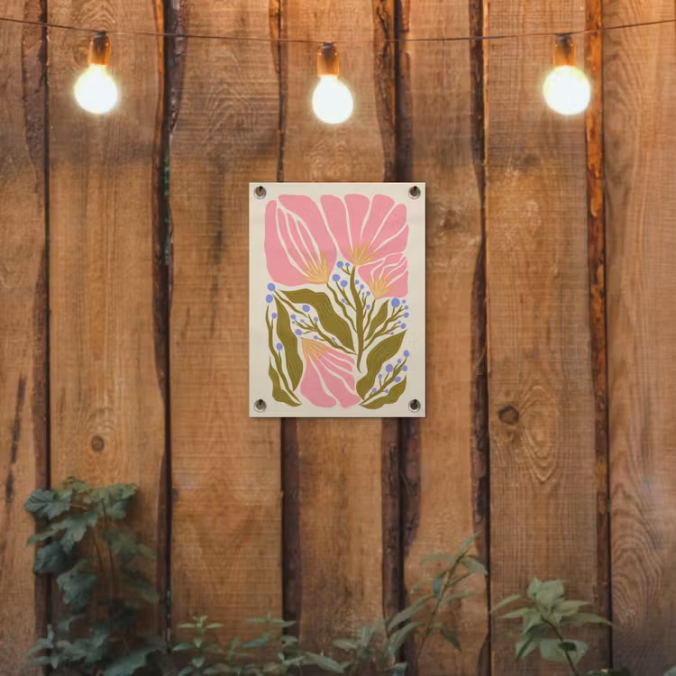 Tuinposter - Bloemen - Bladeren - Abstract - Roze — 2