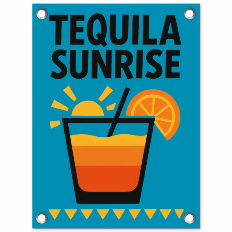 Tuinposter - Illustratie - Tequila - Glas - Blauw — 1