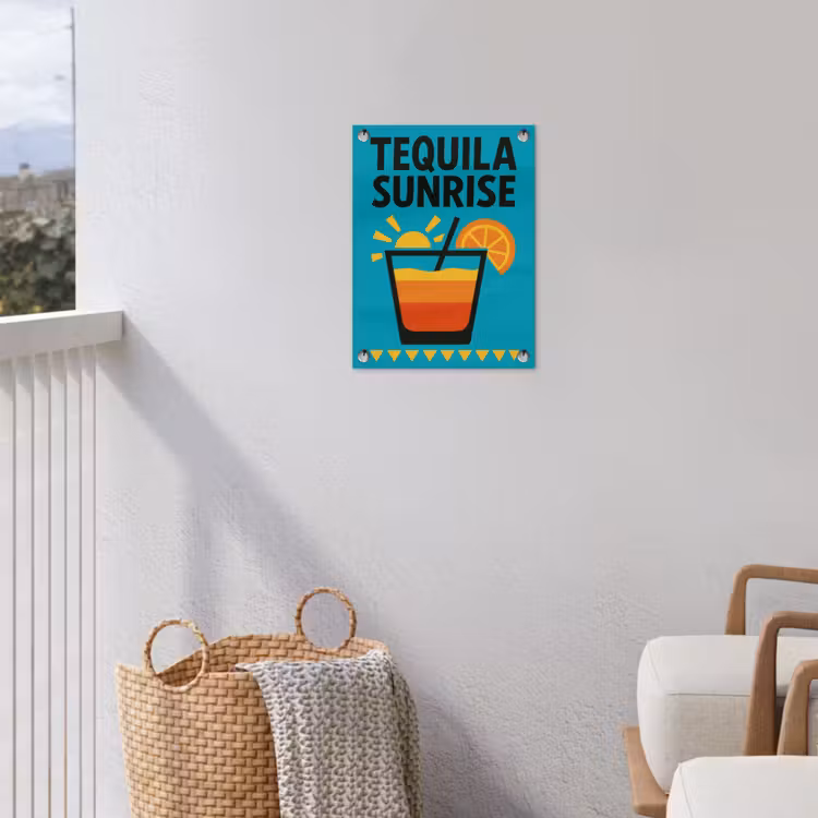 Tuinposter - Illustratie - Tequila - Glas - Blauw — 3