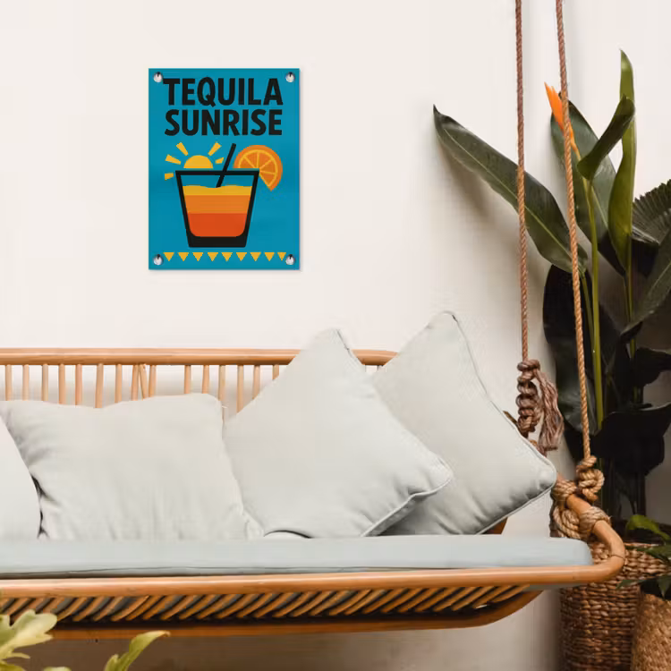 Tuinposter - Illustratie - Tequila - Glas - Blauw — 5