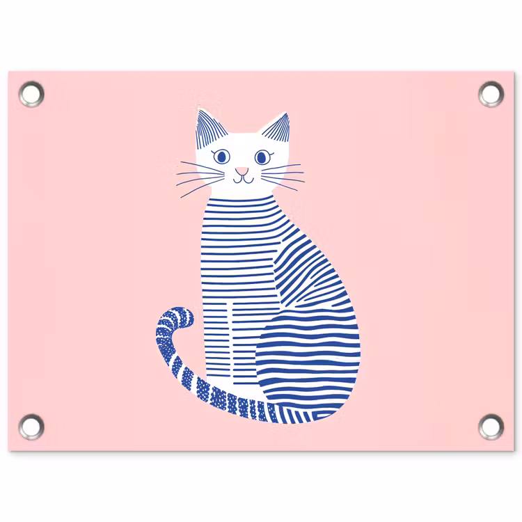 Tuinposter - Kat - Illustratie - Minimalistisch - Roze — 1