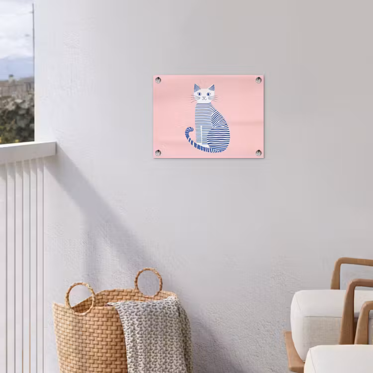 Tuinposter - Kat - Illustratie - Minimalistisch - Roze — 3