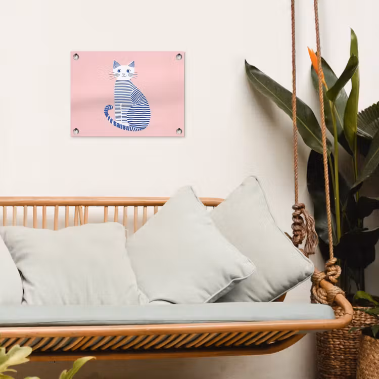 Tuinposter - Kat - Illustratie - Minimalistisch - Roze — 5