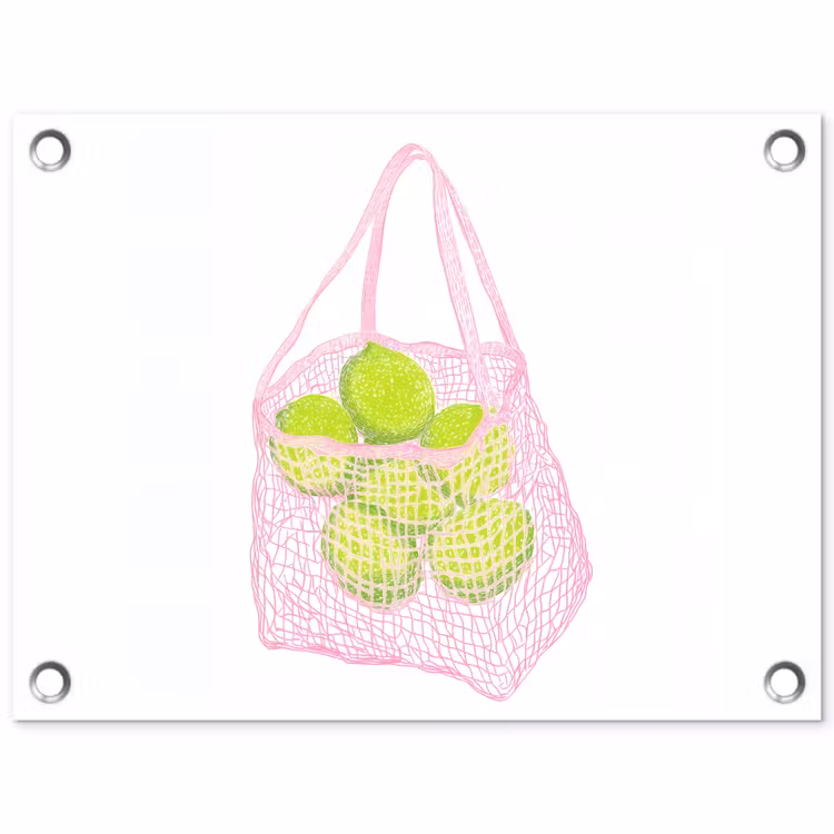 Tuinposter - Netzakje - Roze - Illustratie - Limoenen — 1