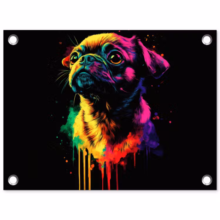 Tuinposter - Puck - Hond - Verf - Kleuren — 1