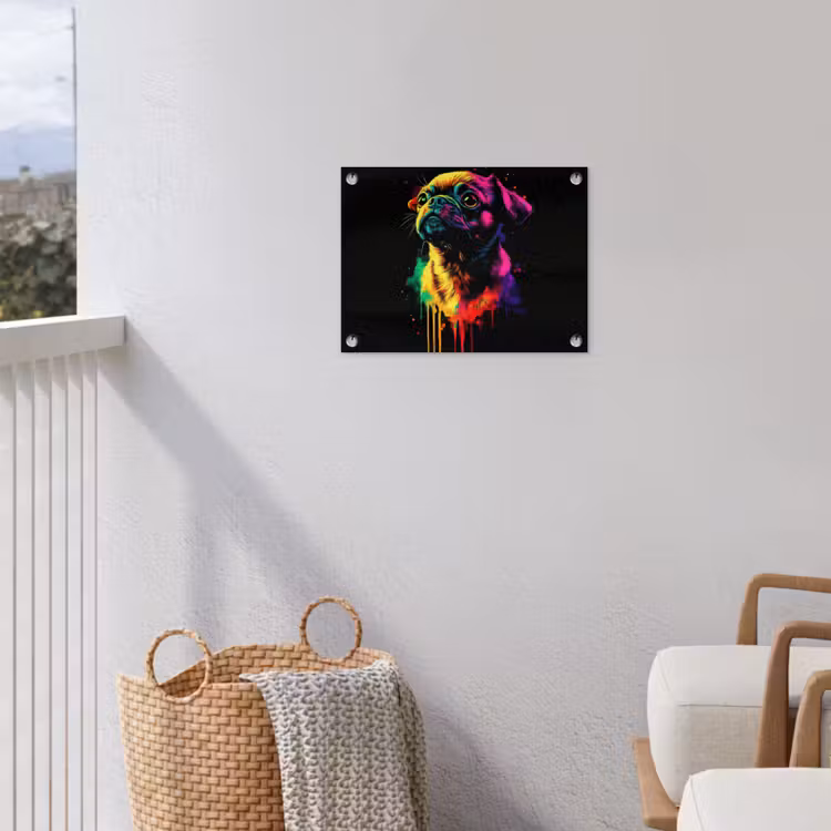 Tuinposter - Puck - Hond - Verf - Kleuren — 3