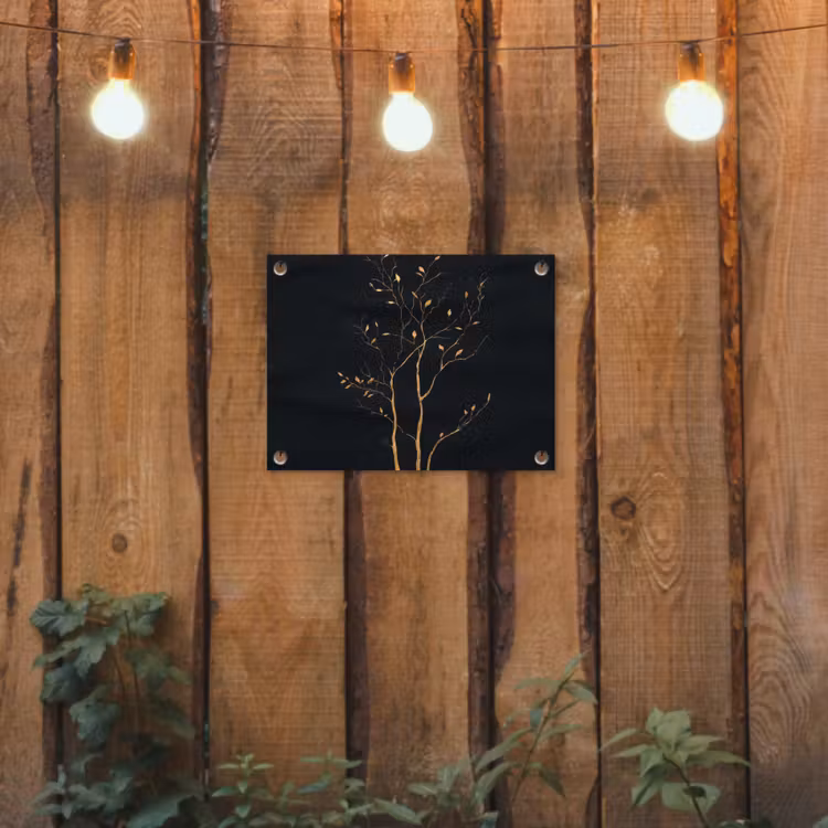 Tuinposter - Takken - Blaadjes - Zwart — 2