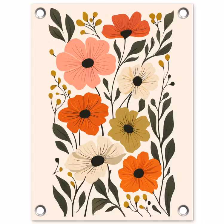 Tuinposter - Veldbloemen - Stengels - Blaadjes - Groen — 1