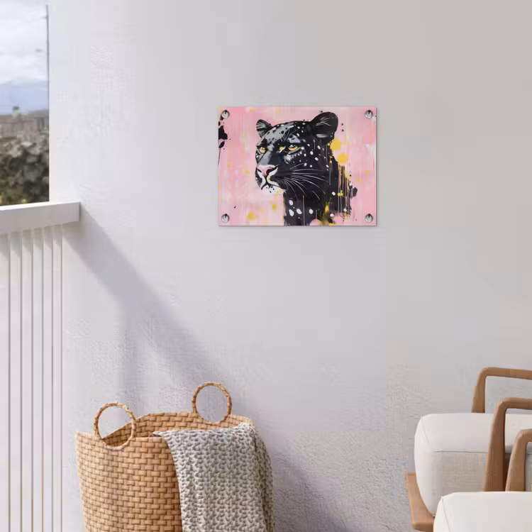 Tuinposter - Zwart - Panter - Roze - Abstract — 3