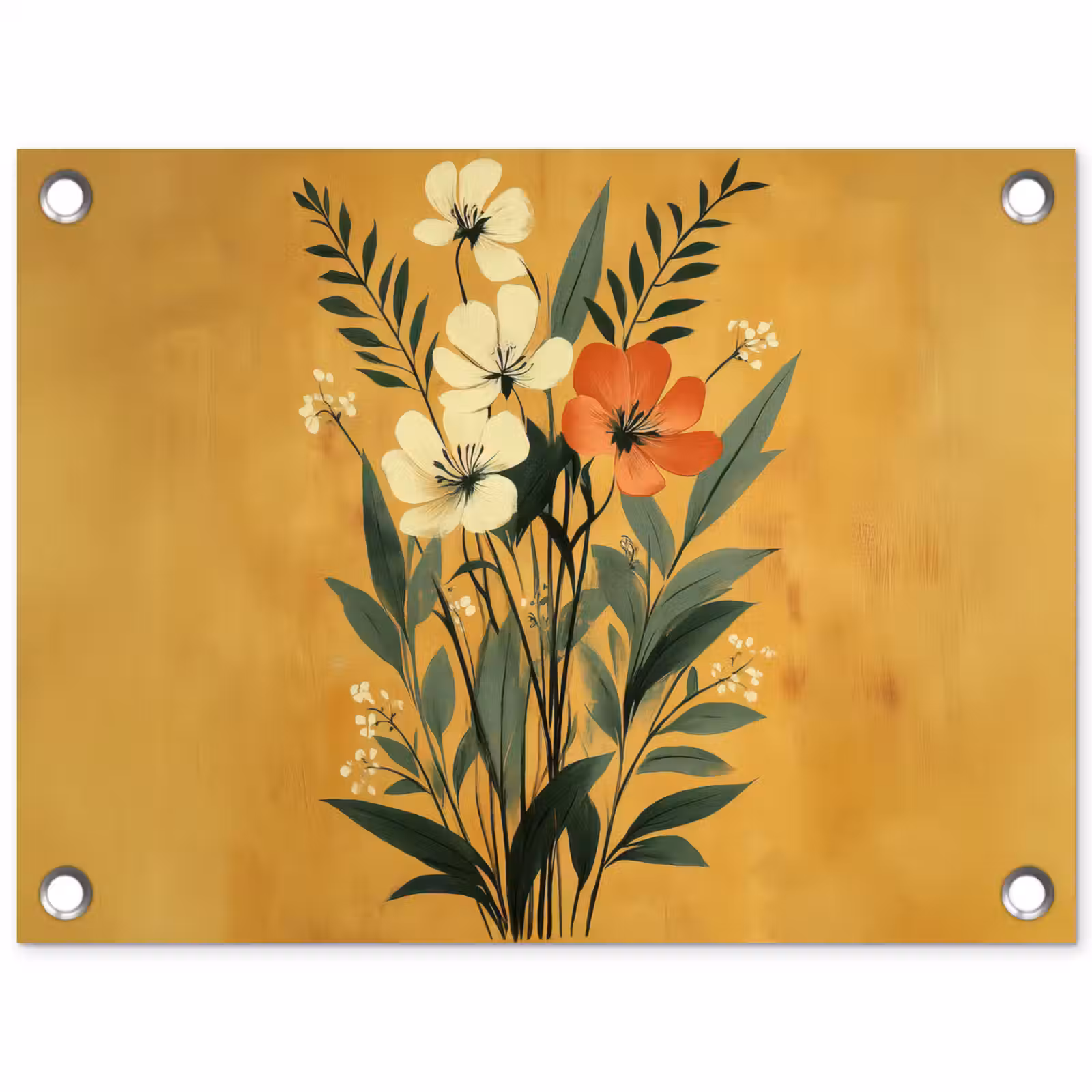 Tuinposter - Bladeren - Boeket - Bloemen - Geel — 1
