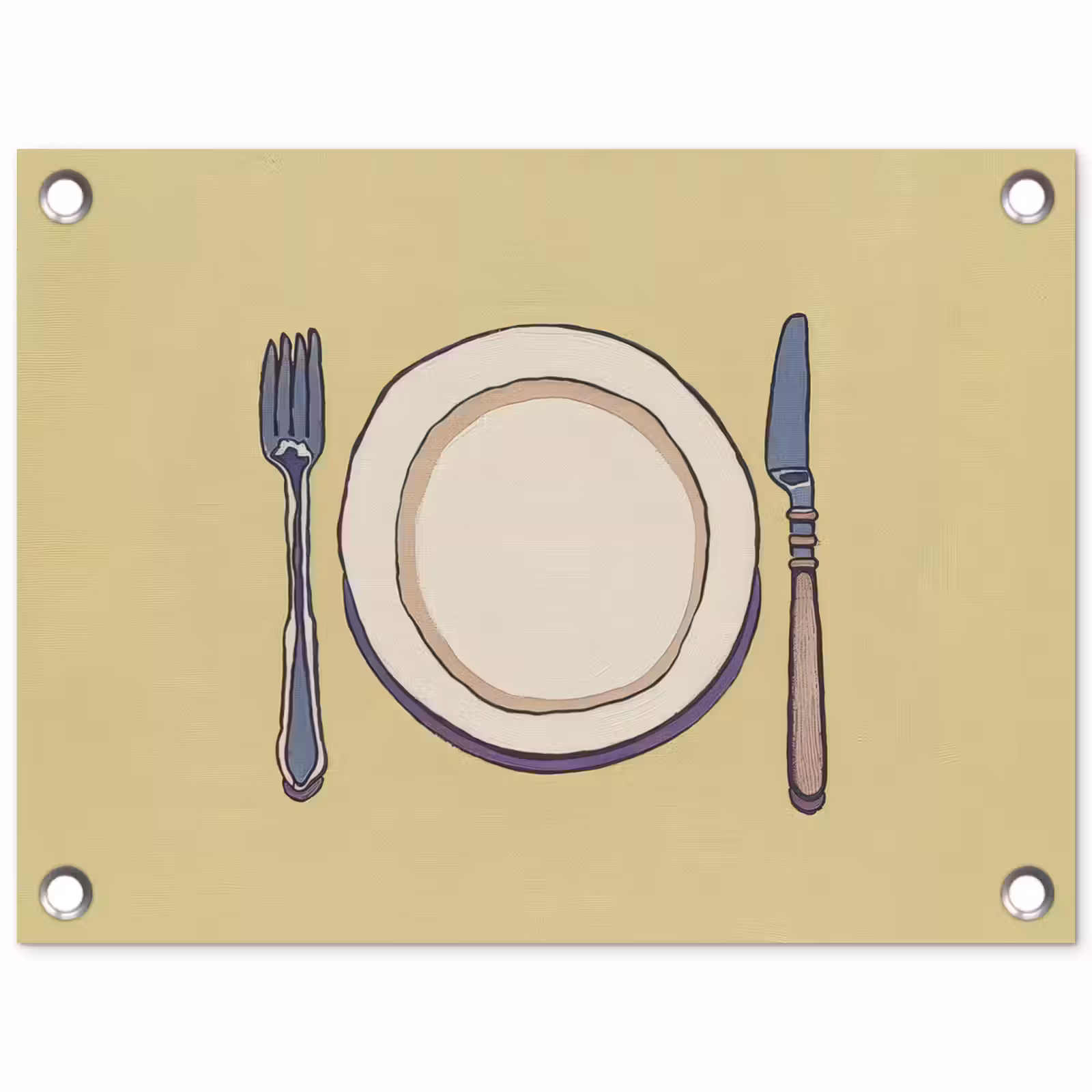 Tuinposter - Illustratie - Bord - Bestek - Beige — 1