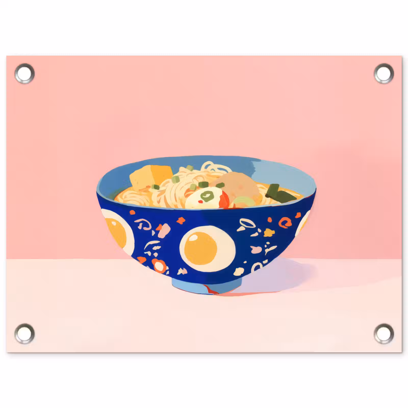 Tuinposter - Noodles - Kom - Blauw - Illustratie — 1
