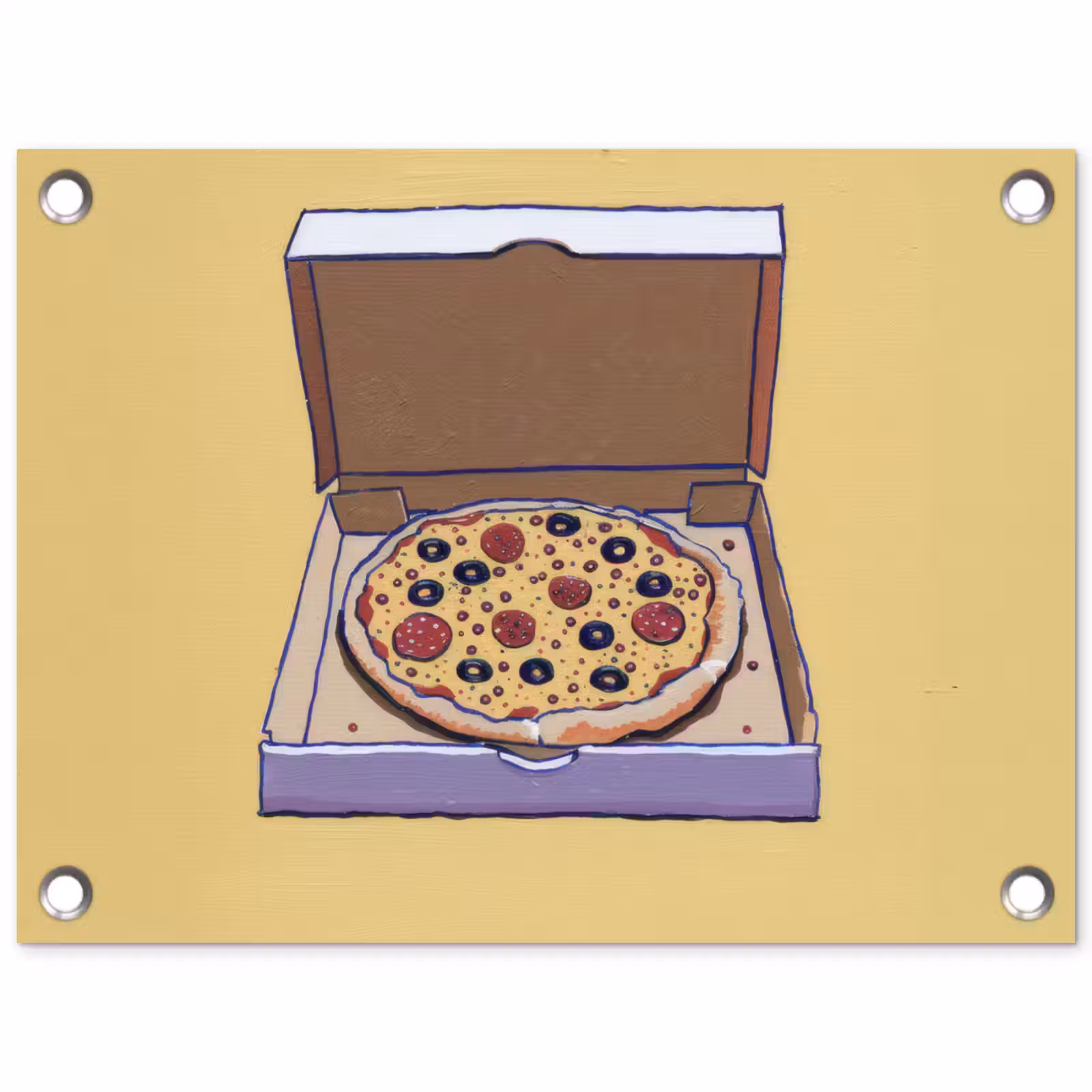 Tuinposter - Pizza - Doos - Salami - Illustratie — 1
