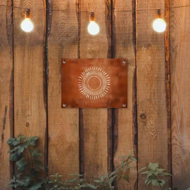 Tuinposter - Abstract - Lijnen - Zonnestralen - Roodbruin — 2