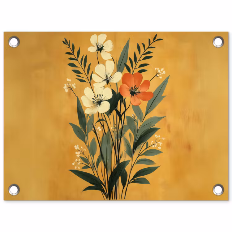 Tuinposter - Bladeren - Boeket - Bloemen - Geel — 1