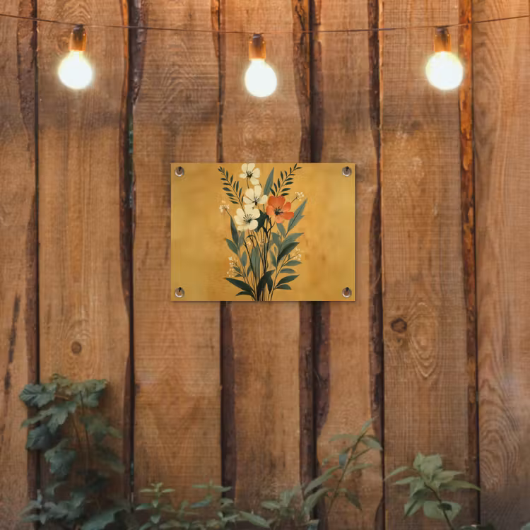 Tuinposter - Bladeren - Boeket - Bloemen - Geel — 2