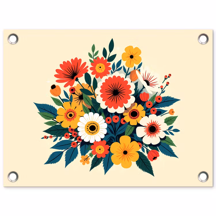 Tuinposter - Boeket - Bladeren - Illustratie - Kleurrijk — 1