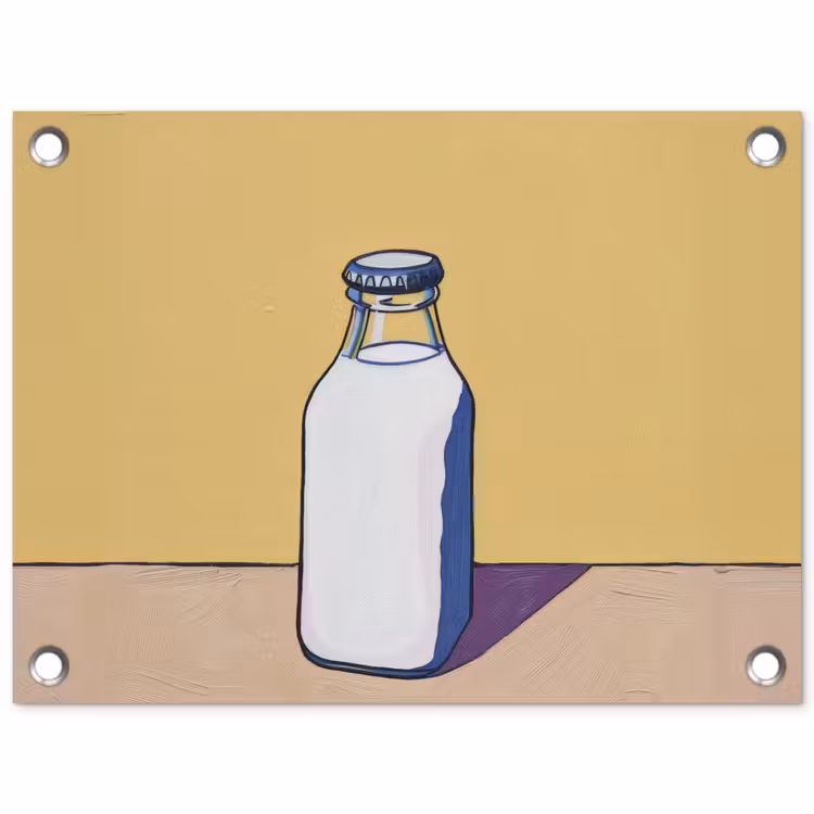 Tuinposter - Glazen - Fles - Illustratie - Melk — 1